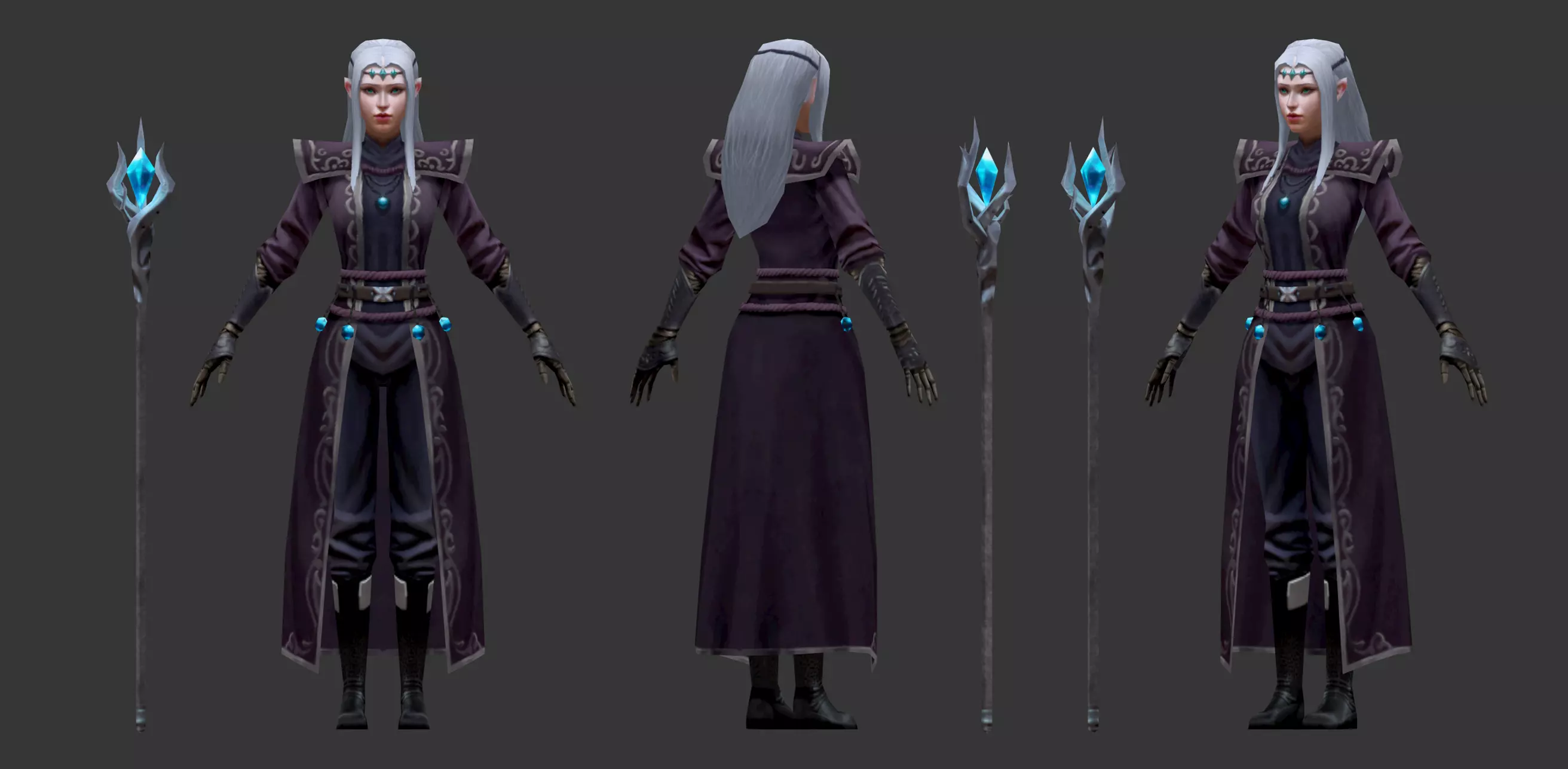 Low-Poly Ice Witch Character - Game-Ready  Low-poly 3D model_0