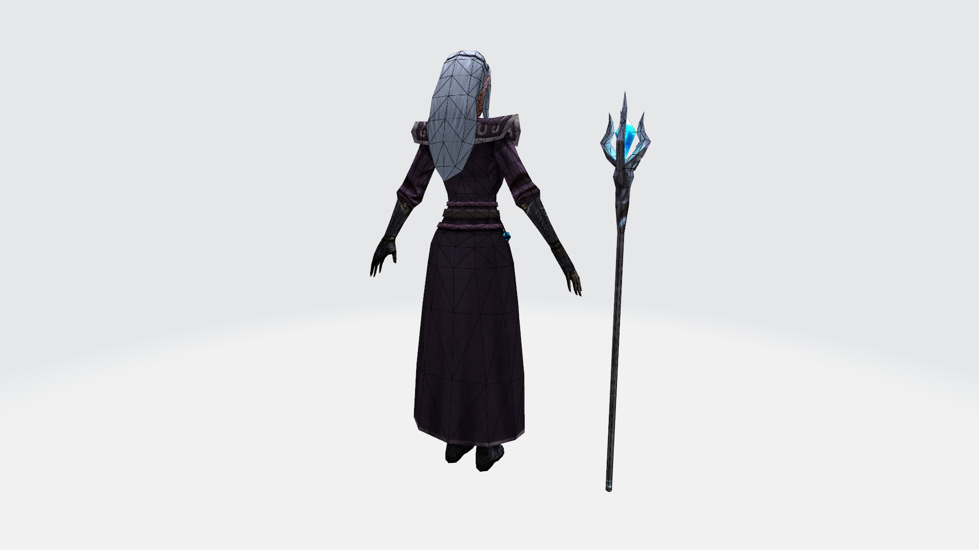 Low-Poly Ice Witch Character - Game-Ready  Low-poly 3D model_6