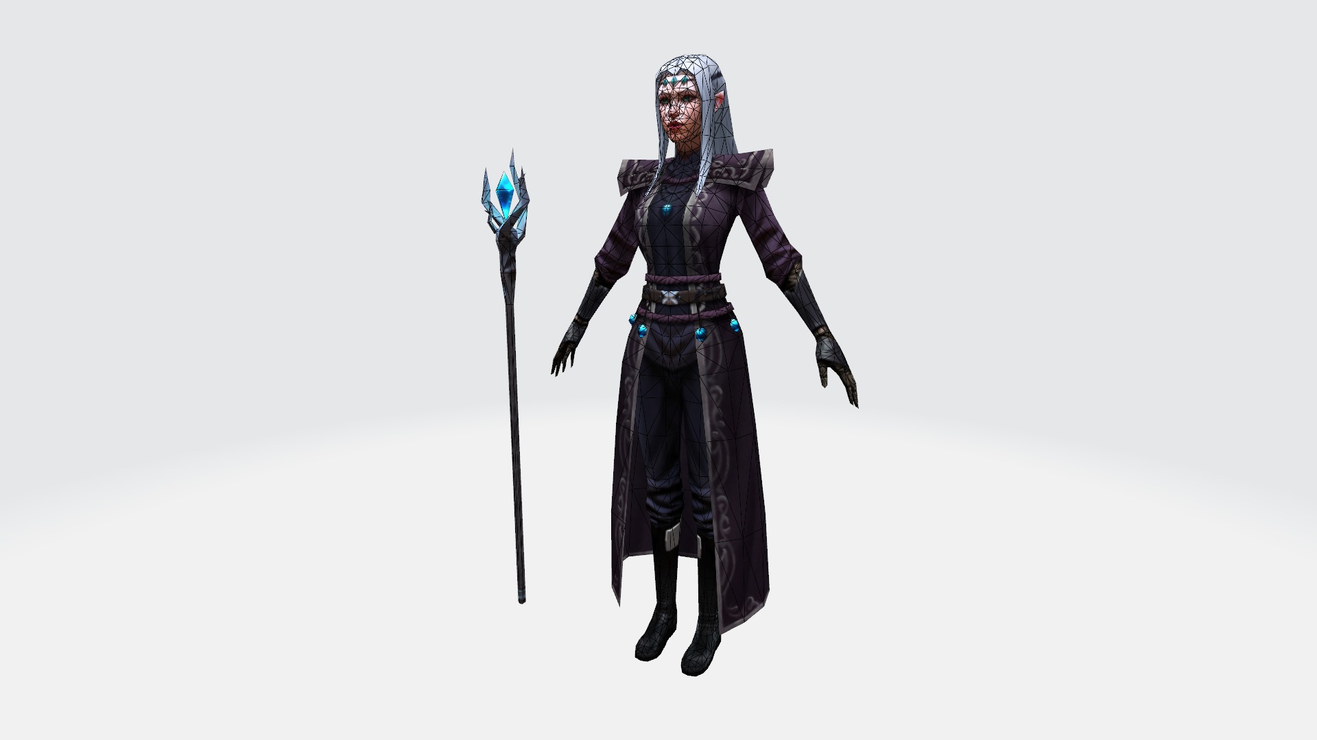 Low-Poly Ice Witch Character - Game-Ready  Low-poly 3D model_3