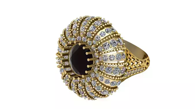 HIP HOP BLACK CRYSTAL RING 3D PRINTABLE MODEL