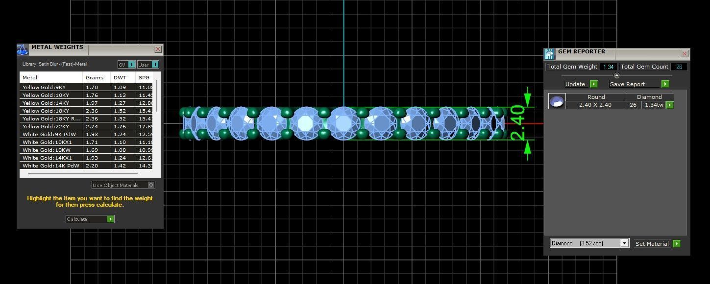U Shaped Eternity Ring 2 point 4 mm stone size swiss 19 and EU59 3D print model_3
