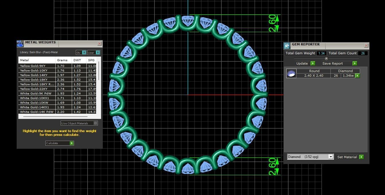 U Shaped Eternity Ring 2 point 4 mm stone size swiss 19 and EU59 3D print model_5