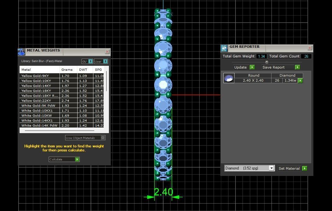U Shaped Eternity Ring 2 point 4 mm stone size swiss 19 and EU59 3D print model_4