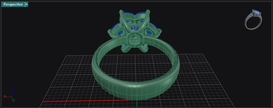 Heart and round shape diamond flower ring 3D print model_31