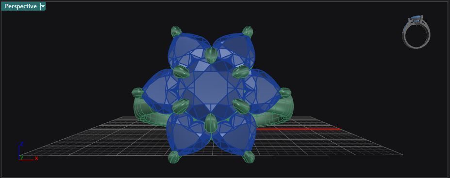 Heart and round shape diamond flower ring 3D print model_30