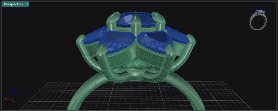 Heart and round shape diamond flower ring 3D print model_33