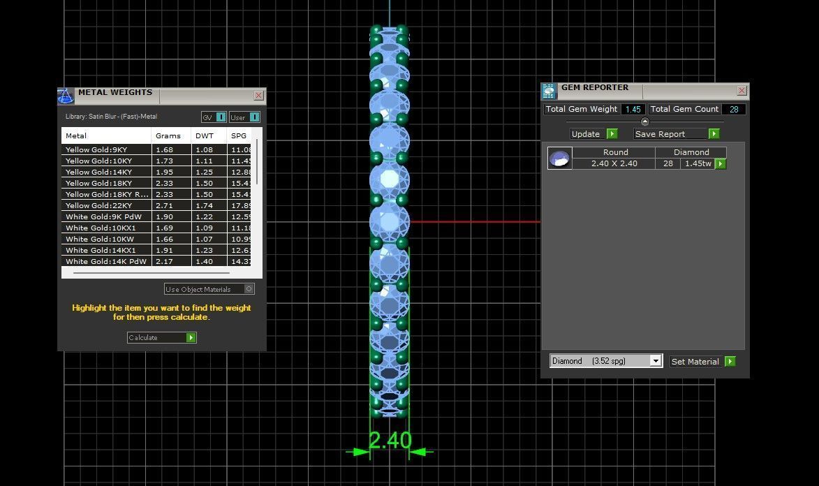 U Shaped Eternity Ring 2 point 4 mm stone size swiss 20 and EU60 3D print model_4