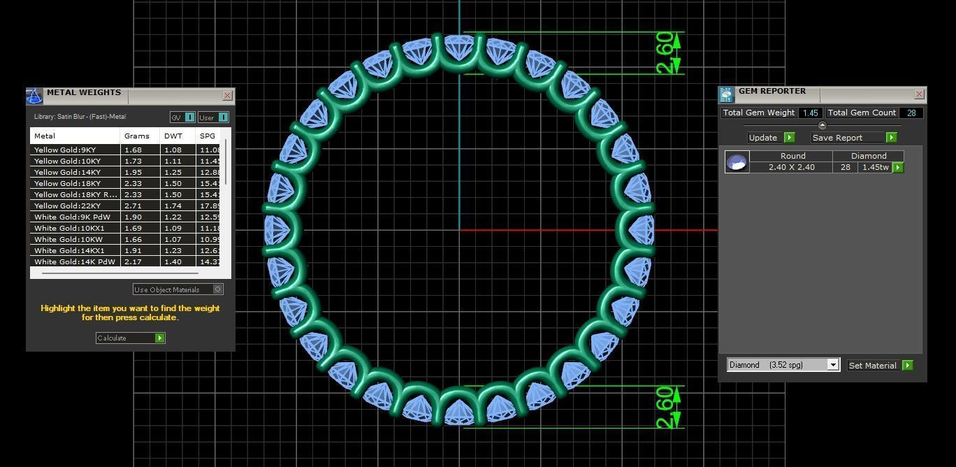 U Shaped Eternity Ring 2 point 4 mm stone size swiss 20 and EU60 3D print model_5