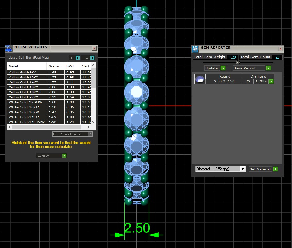 U Shaped Eternity Ring 2 point 5 mm stone size swiss 8 and EU48 3D print model_4