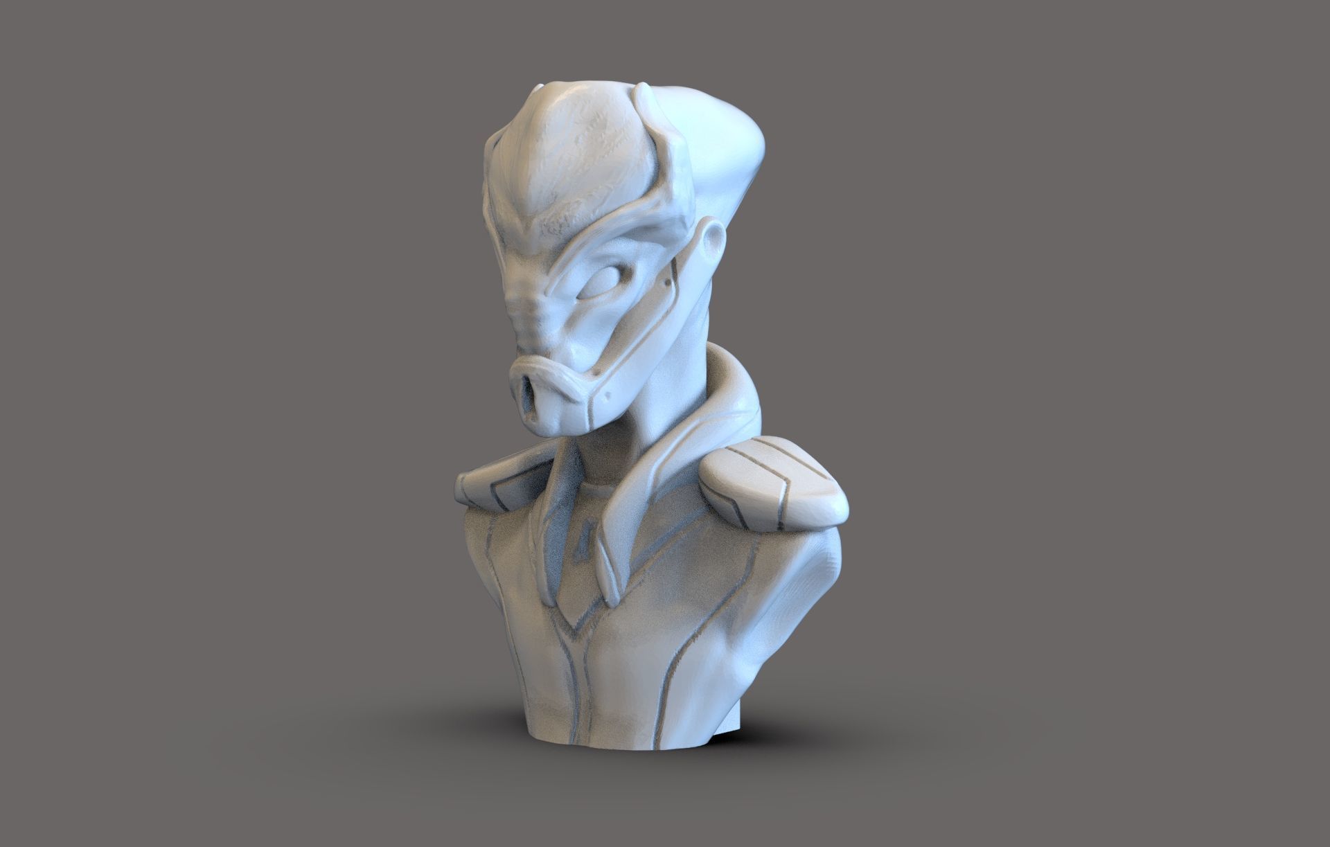 Sci fi creature bust 3D print model_4