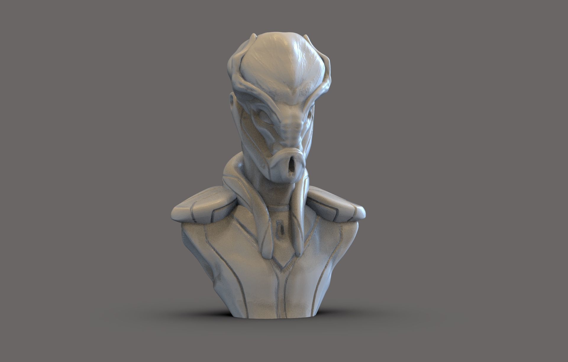 Sci fi creature bust 3D print model_3