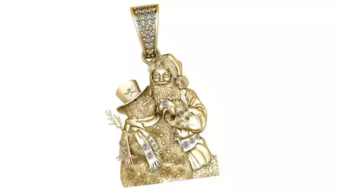SANTA CLAUS AND SNOWMAN PENDANT 3D PRINTABLE MODEL 3D print model