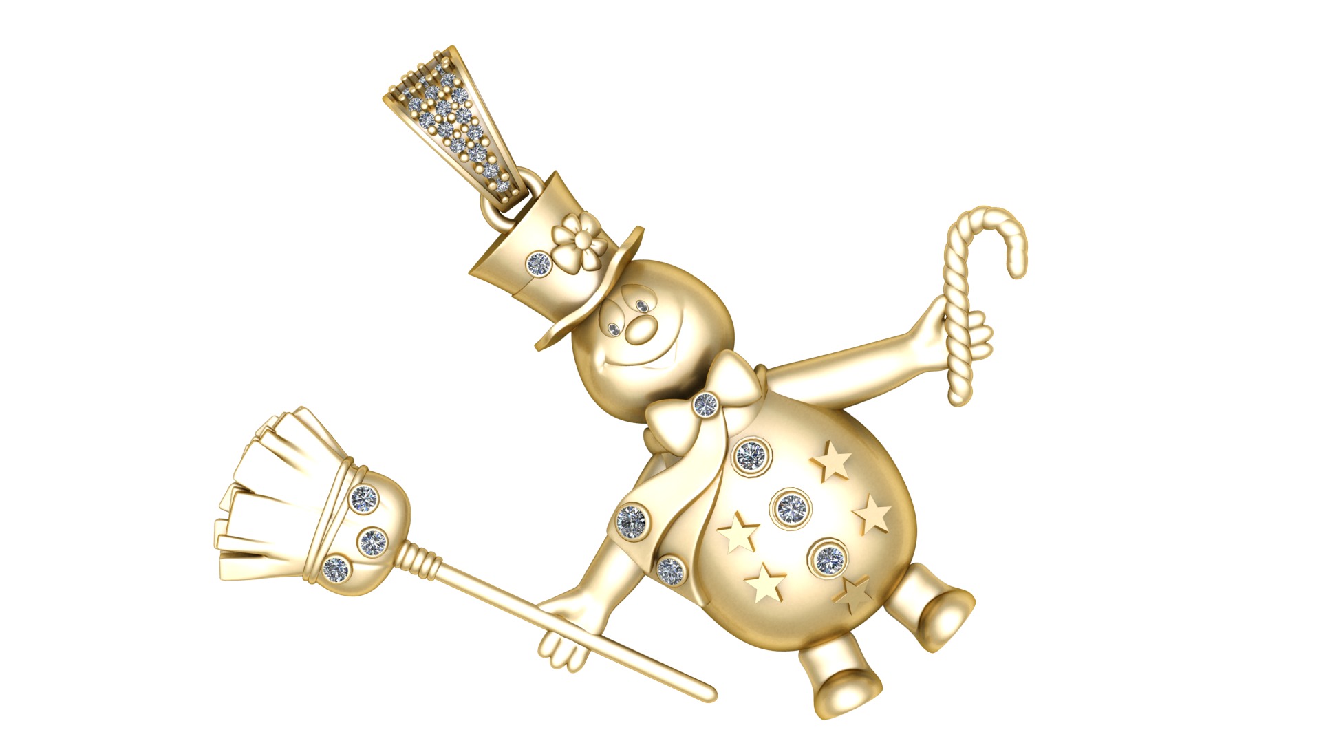 GOLDEN SNOWMAN PENDANT 3D PRINTABLE MODEL 3D print model_1