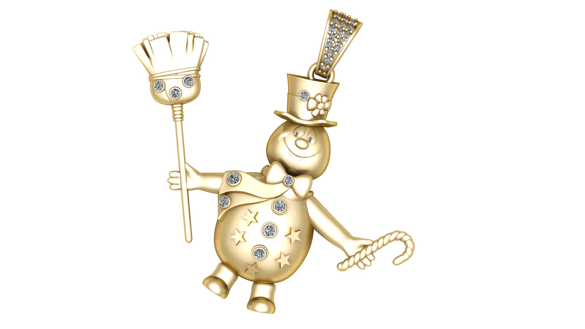 GOLDEN SNOWMAN PENDANT 3D PRINTABLE MODEL 3D print model_3