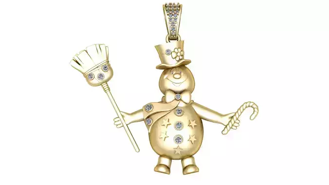 GOLDEN SNOWMAN PENDANT 3D PRINTABLE MODEL 3D print model