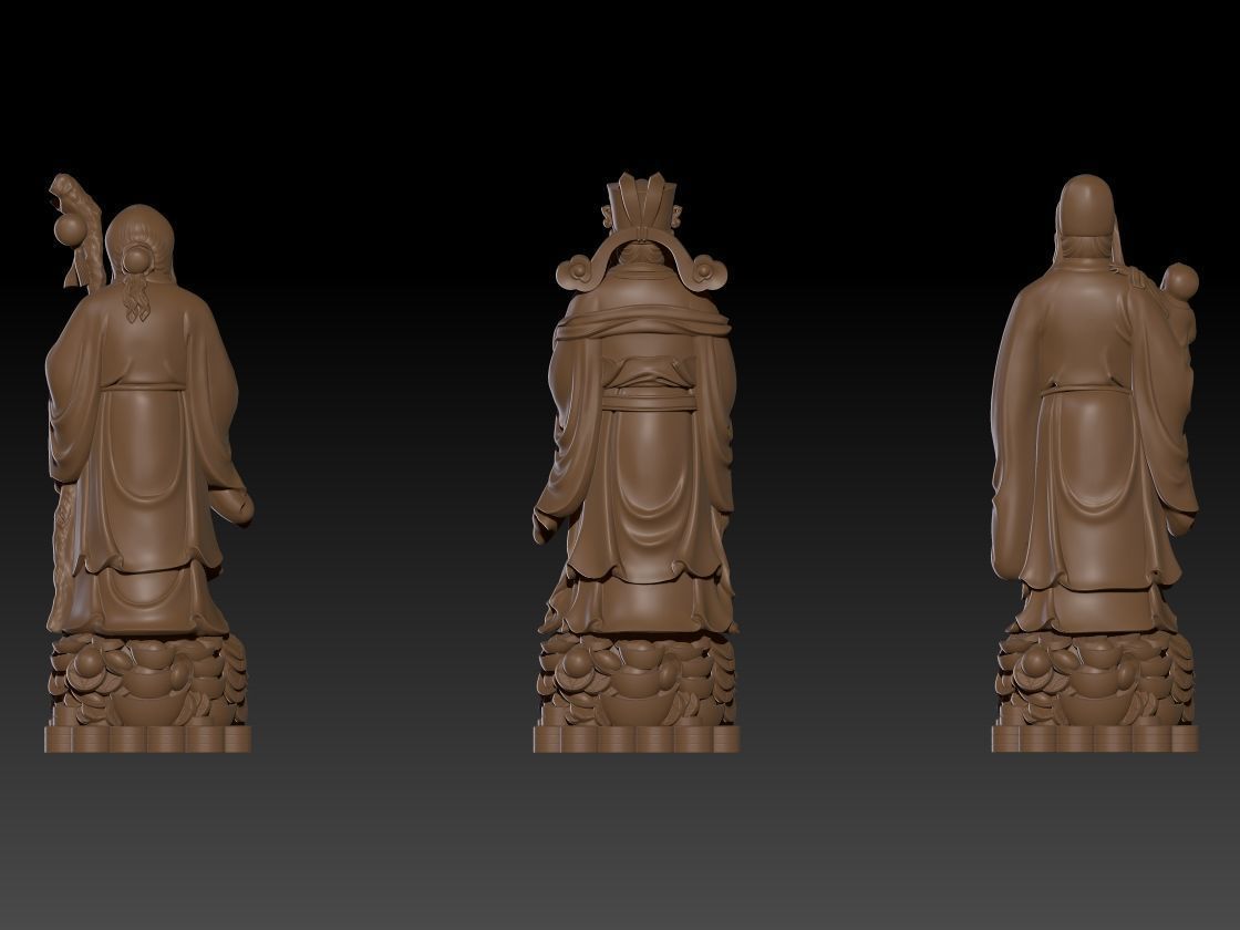 Fu Lu Shou buddha 3D print model_2
