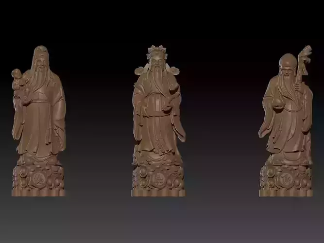 Fu Lu Shou buddha 3D print model