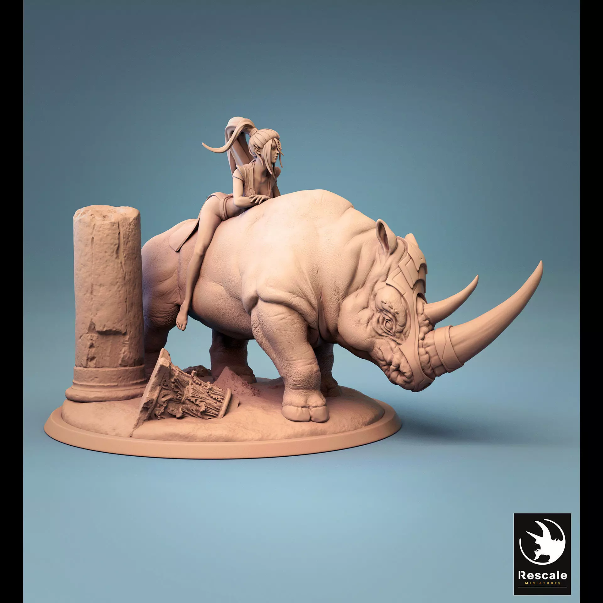 Rhinoceros Mounted and Unmounted 3D print model