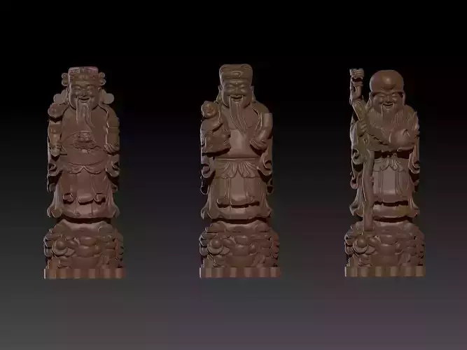 Fu Lu Shou Three Gods buddha 3D print model