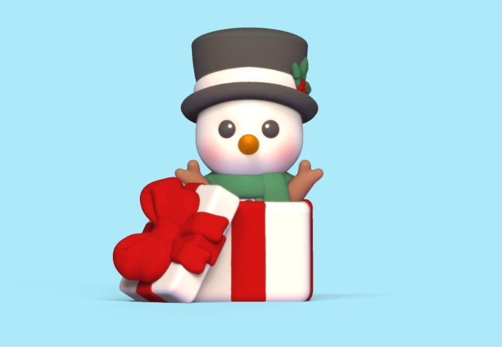 Snowman Gift 3D print model_1