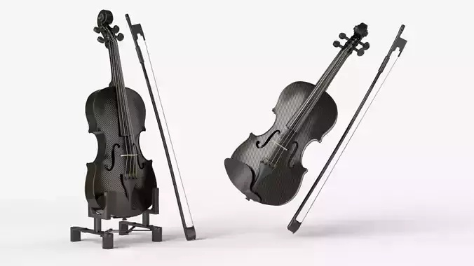 Black Carbon Fiber Violin 3D model