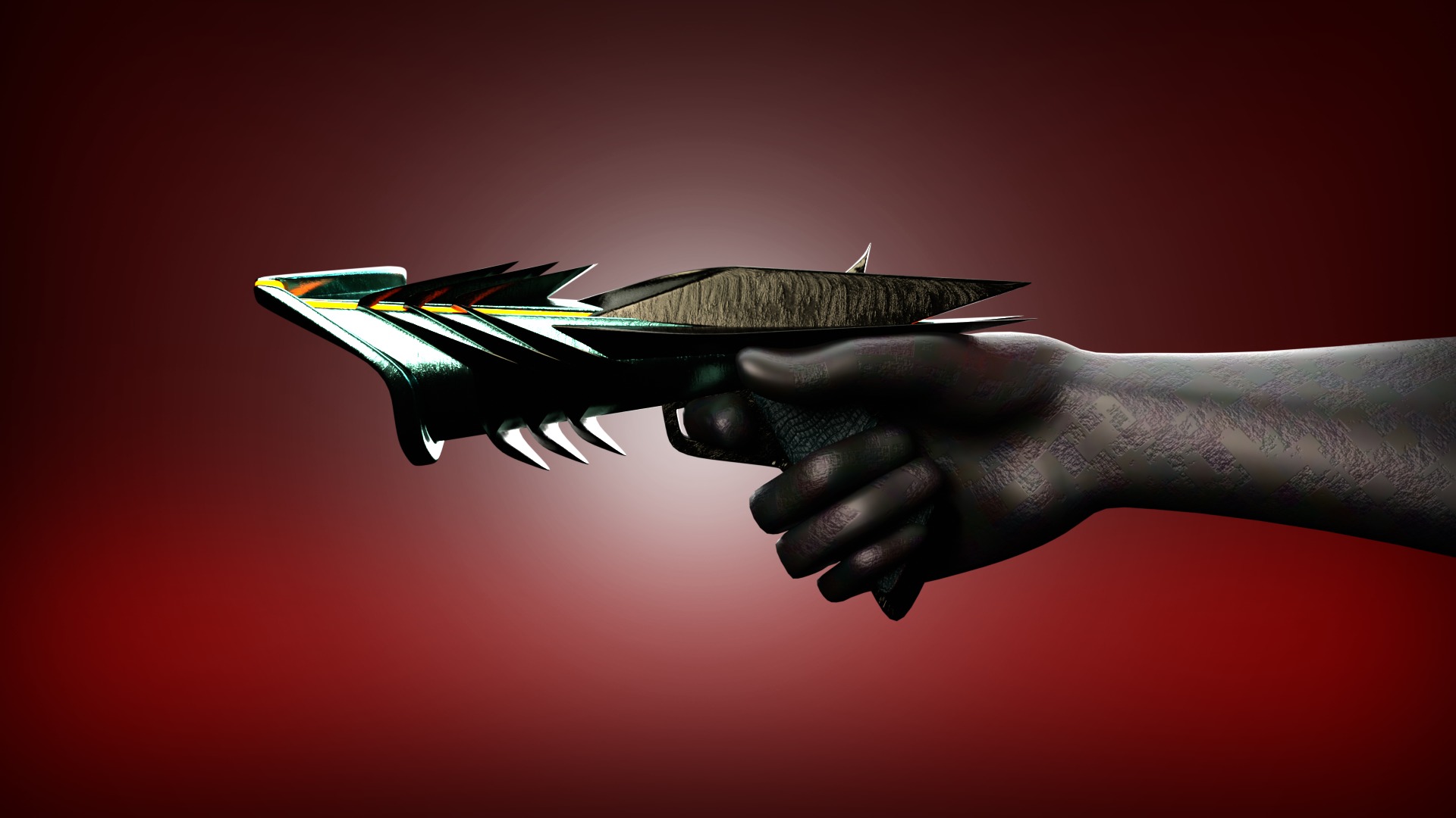 Alien sci-fi weapon set Low-poly 3D model_2