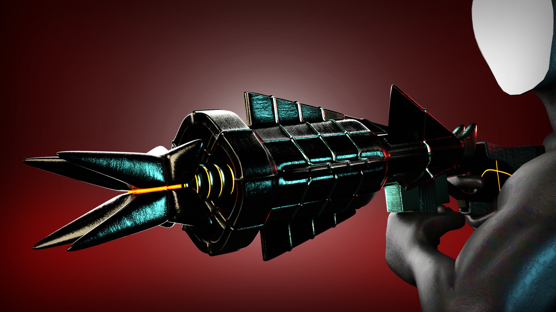 Alien sci-fi weapon set Low-poly 3D model_4