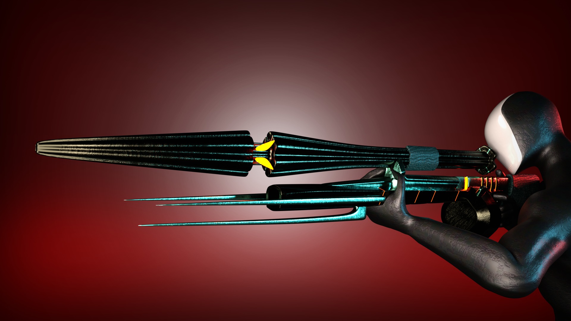 Alien sci-fi weapon set Low-poly 3D model_6