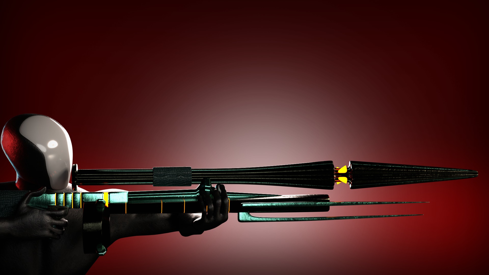 Alien sci-fi weapon set Low-poly 3D model_7