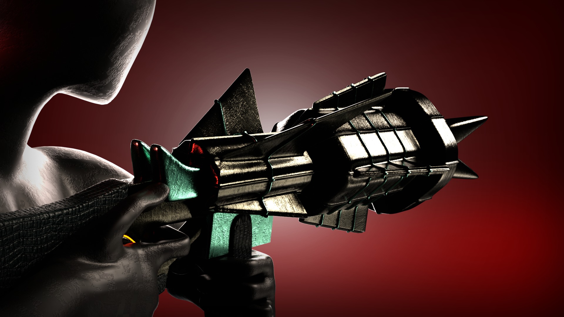 Alien sci-fi weapon set Low-poly 3D model_5