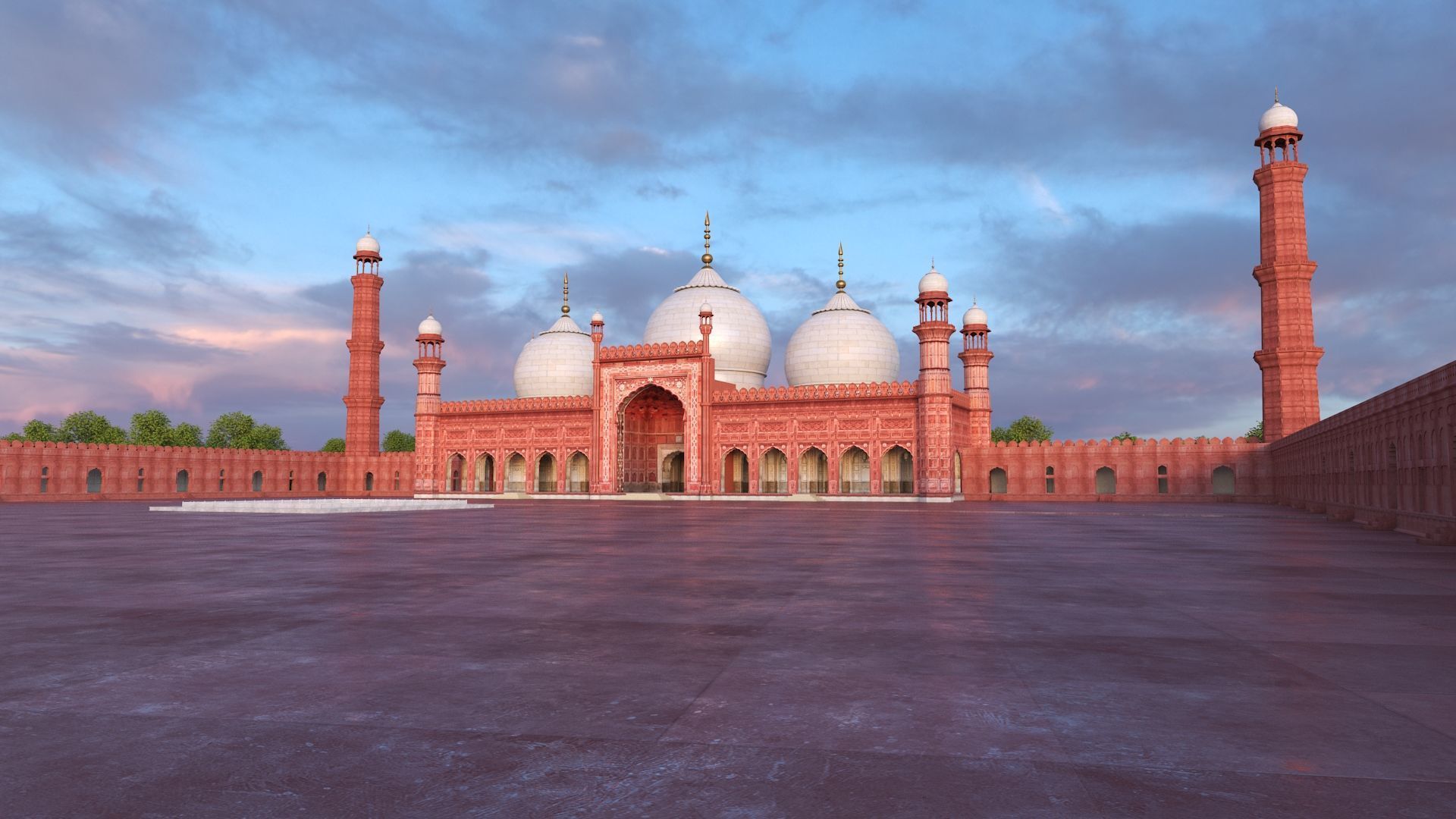 Badshahi Mosque 3D model_3