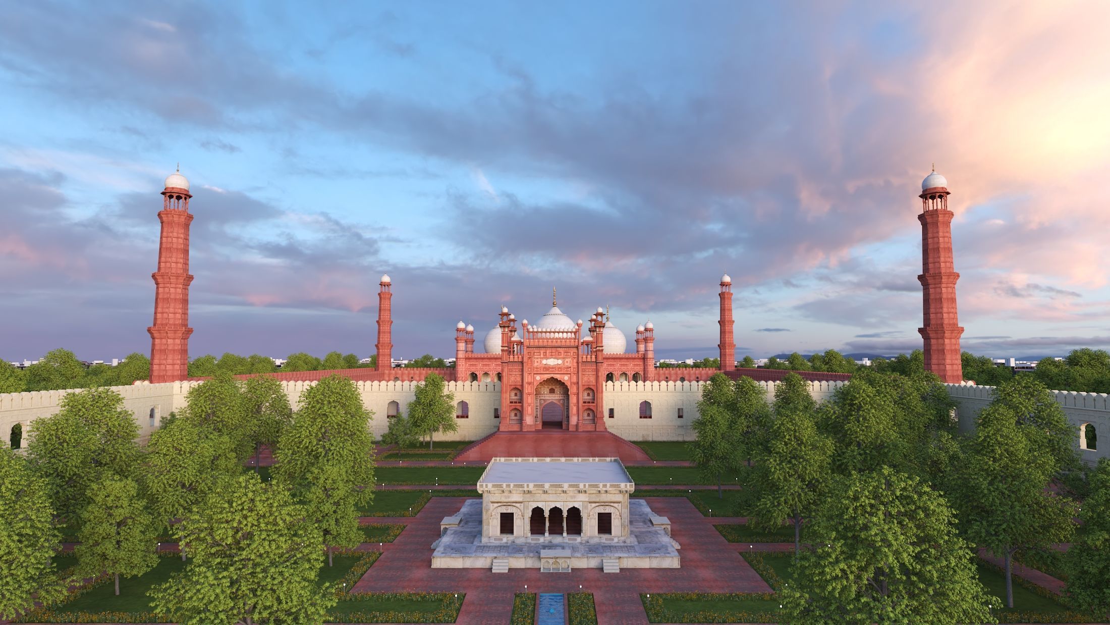 Badshahi Mosque 3D model_8