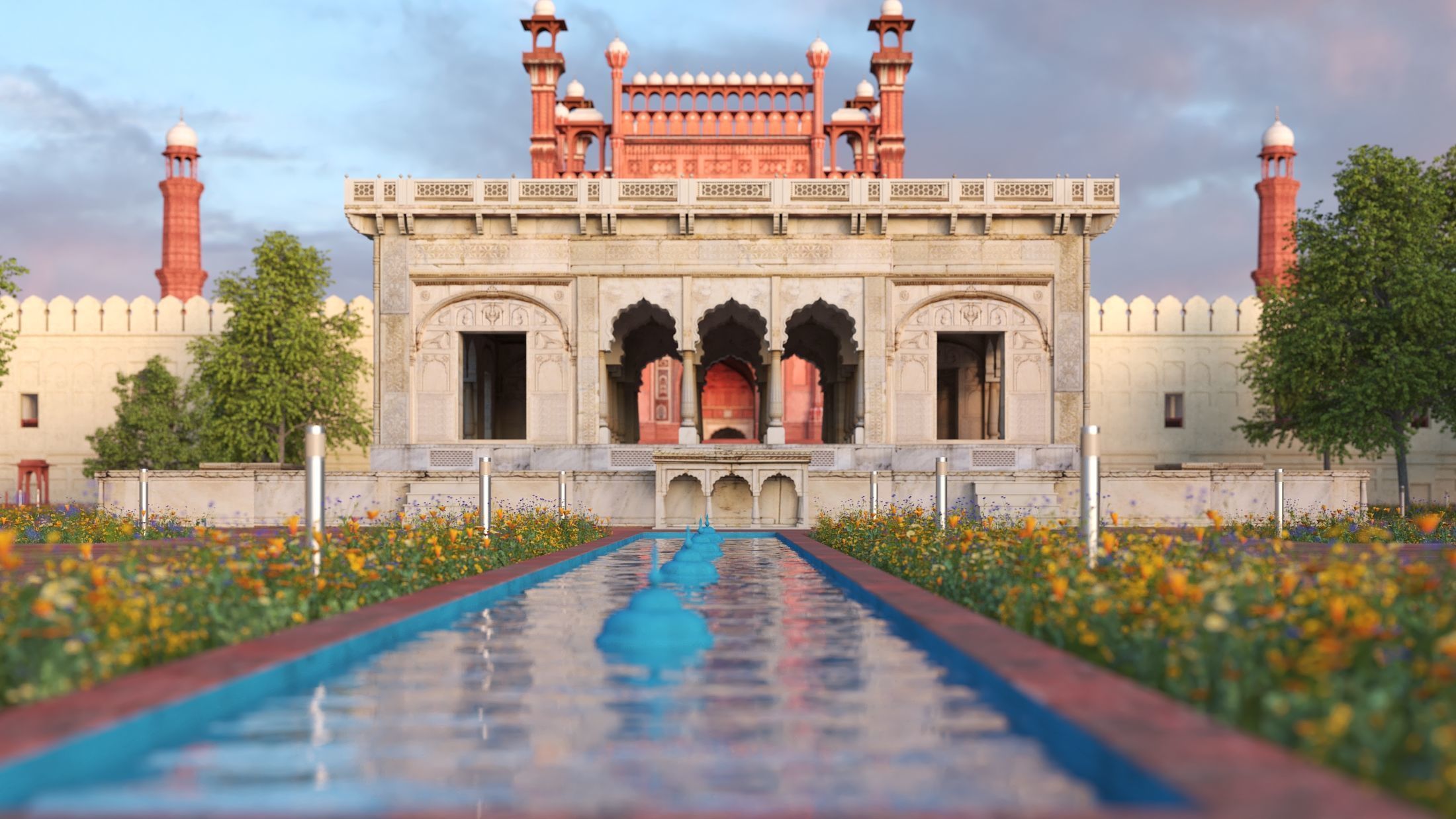 Badshahi Mosque 3D model_7