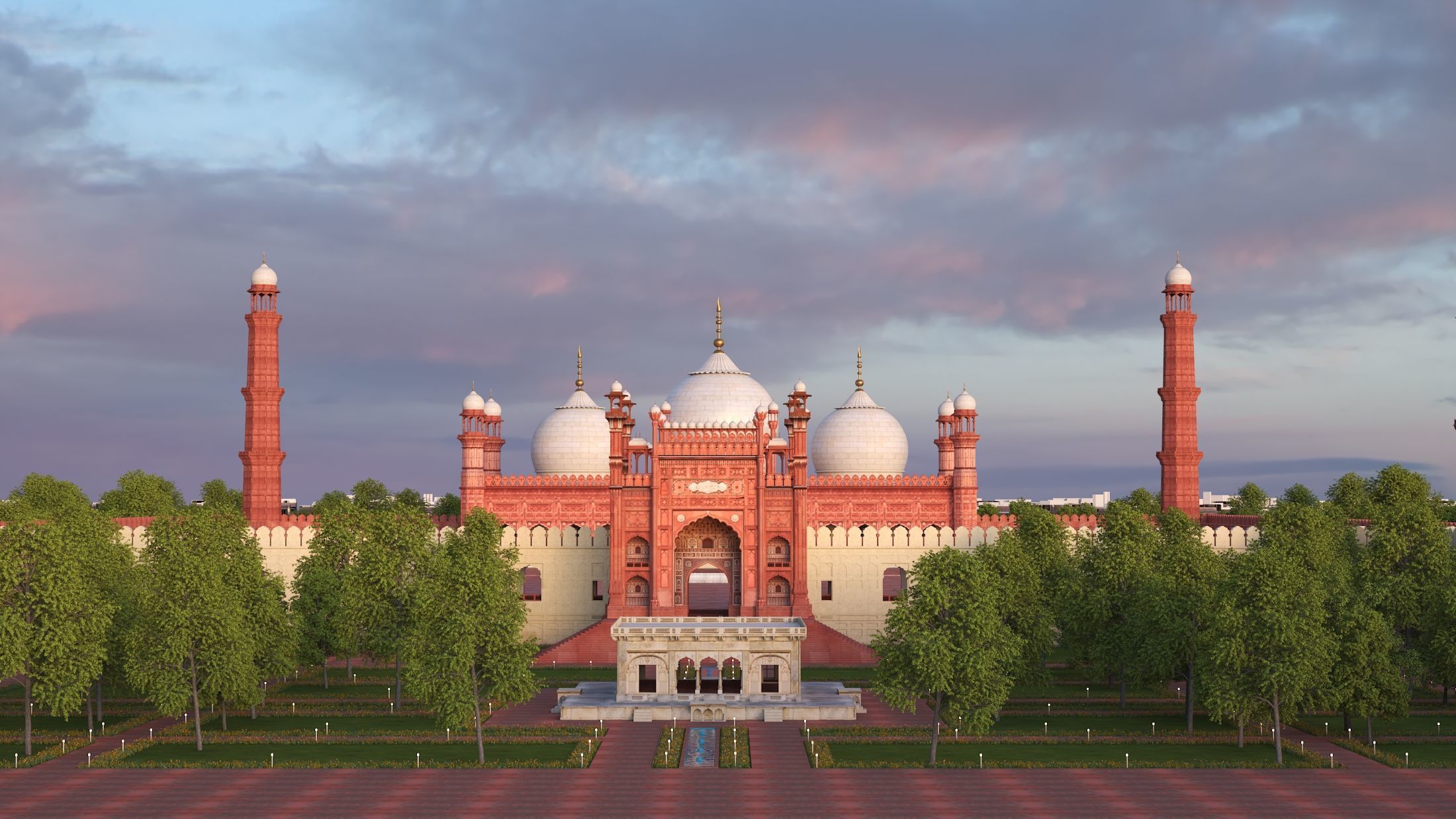 Badshahi Mosque 3D model_6