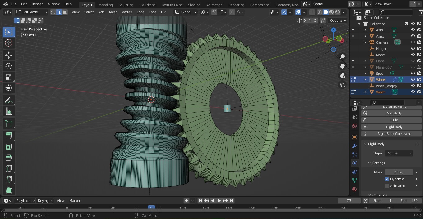 Throated Worm 3d FULLY RIGED with Rigid Body Low-poly 3D model_3