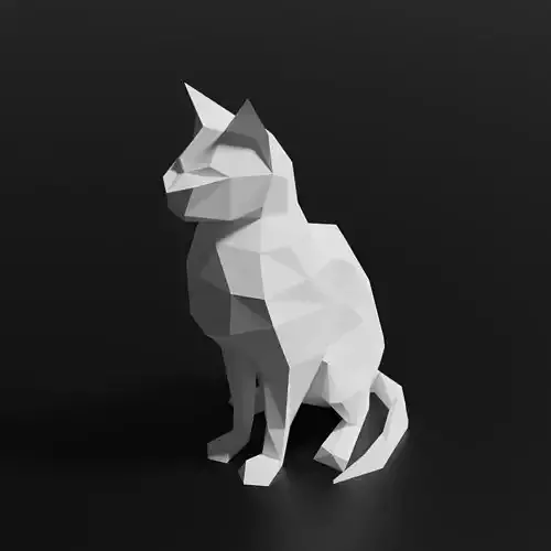 Low Poly Sitting Cat for 3D-Printing
