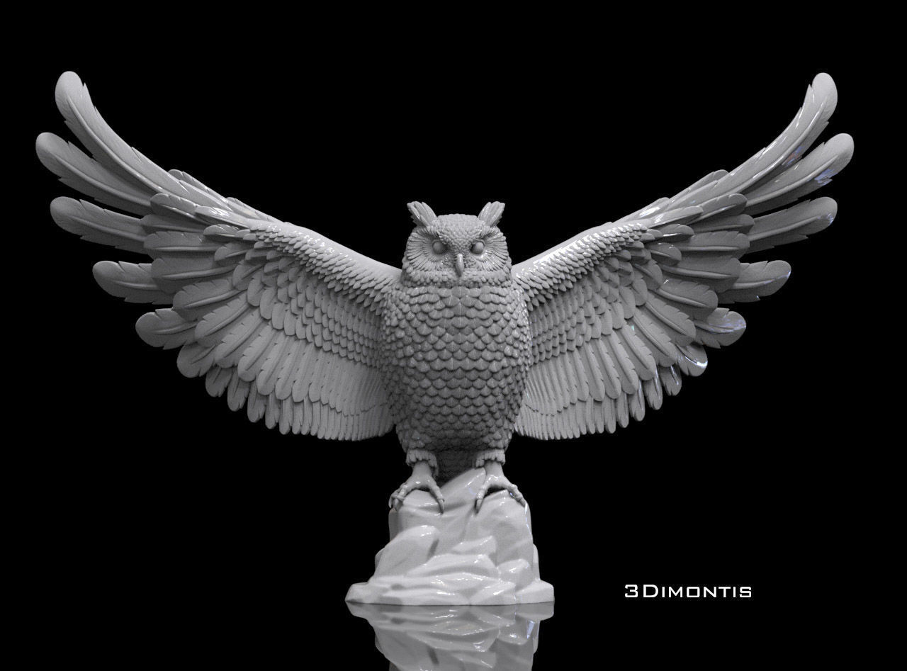 bird owl 3D print model_22