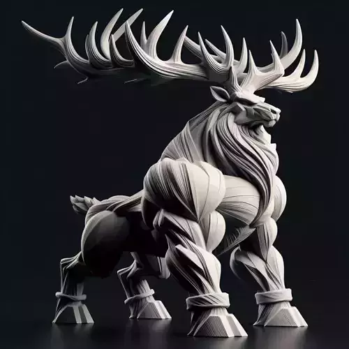 Reindeer with Angular Antlers 3D print model