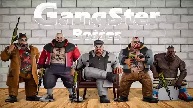 Stylized Mafia Bosses Gangster 3D Character Pack Low-poly 3D model