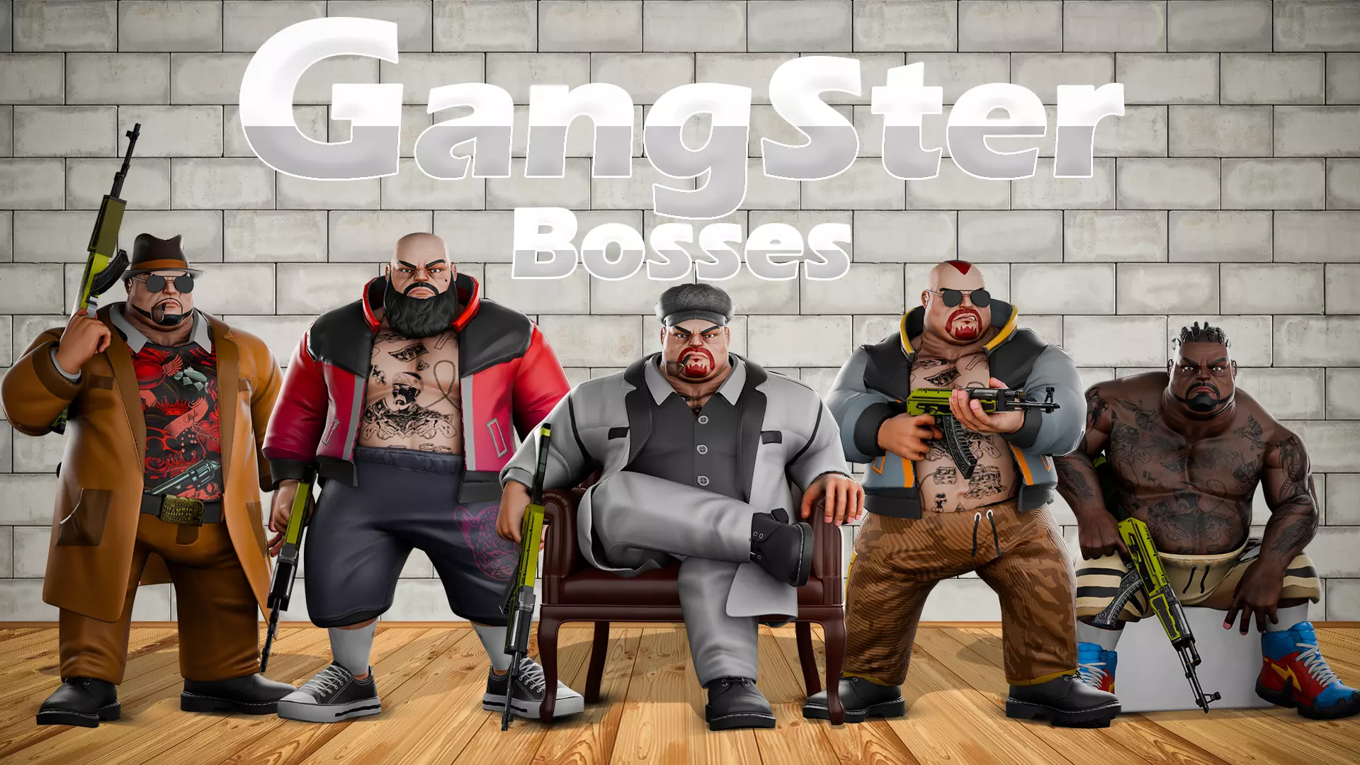 Stylized Mafia Bosses Gangster 3D Character Pack Low-poly 3D model_0