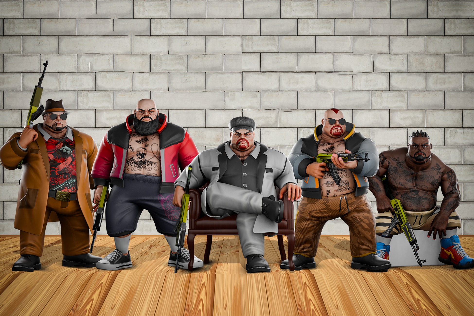 Stylized Mafia Bosses Gangster 3D Character Pack Low-poly 3D model_7