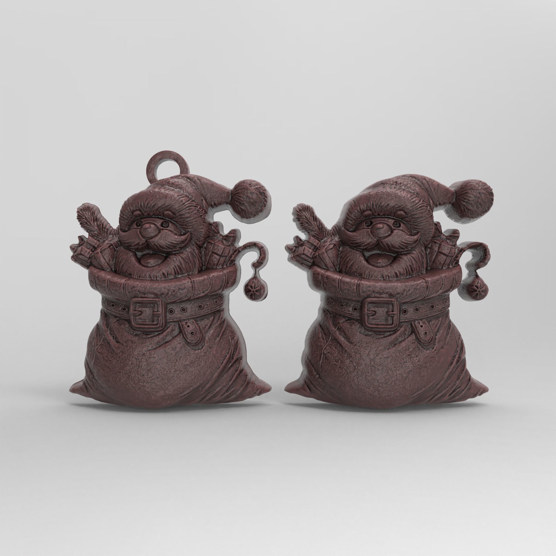 christmas sanda in gift bag decor  3D print model_1