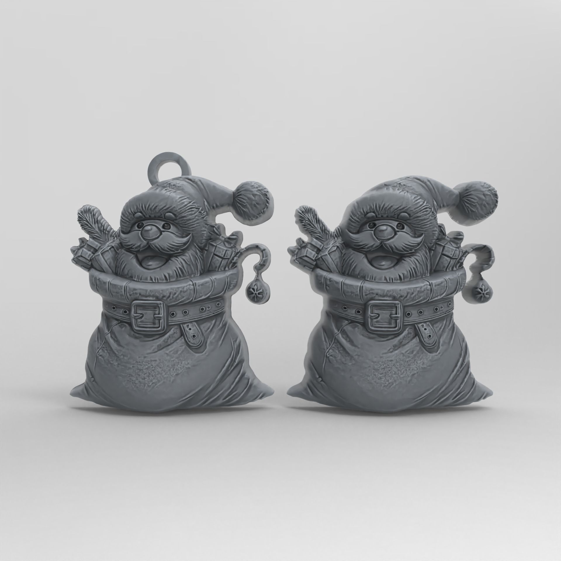 christmas sanda in gift bag decor  3D print model_2