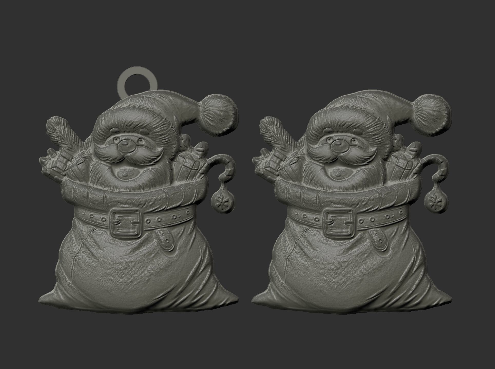 christmas sanda in gift bag decor  3D print model_5