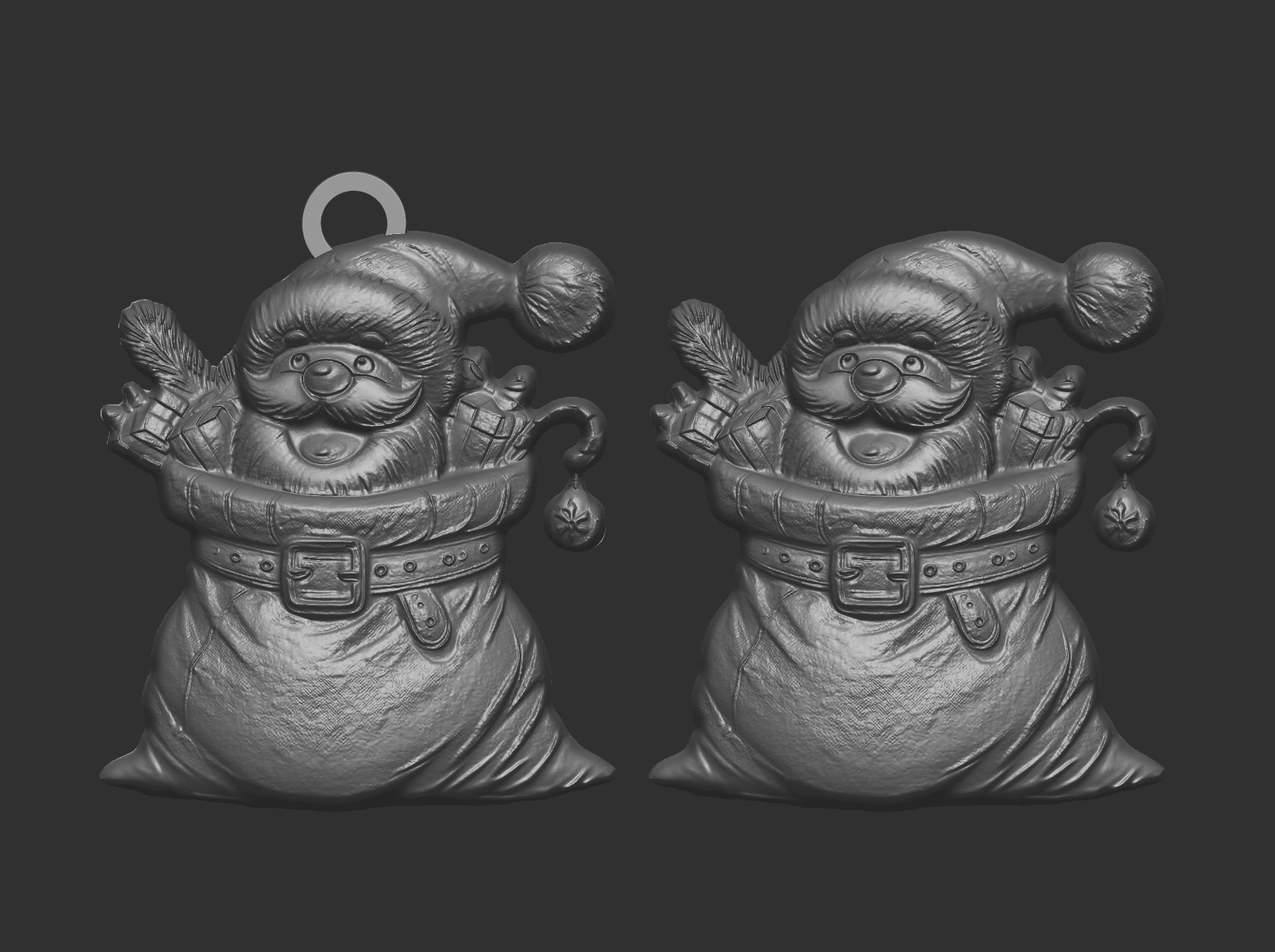 christmas sanda in gift bag decor  3D print model_3