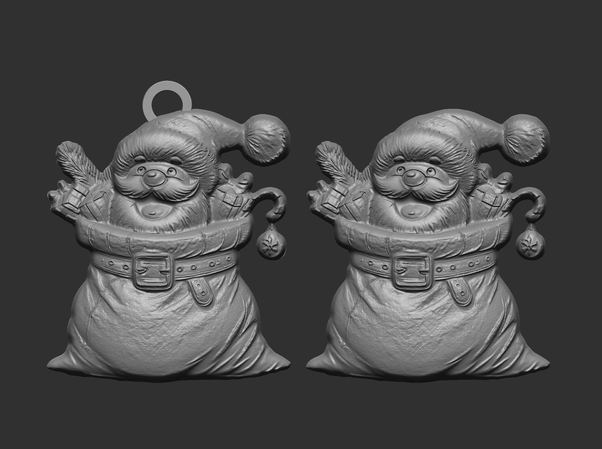 christmas sanda in gift bag decor  3D print model_4