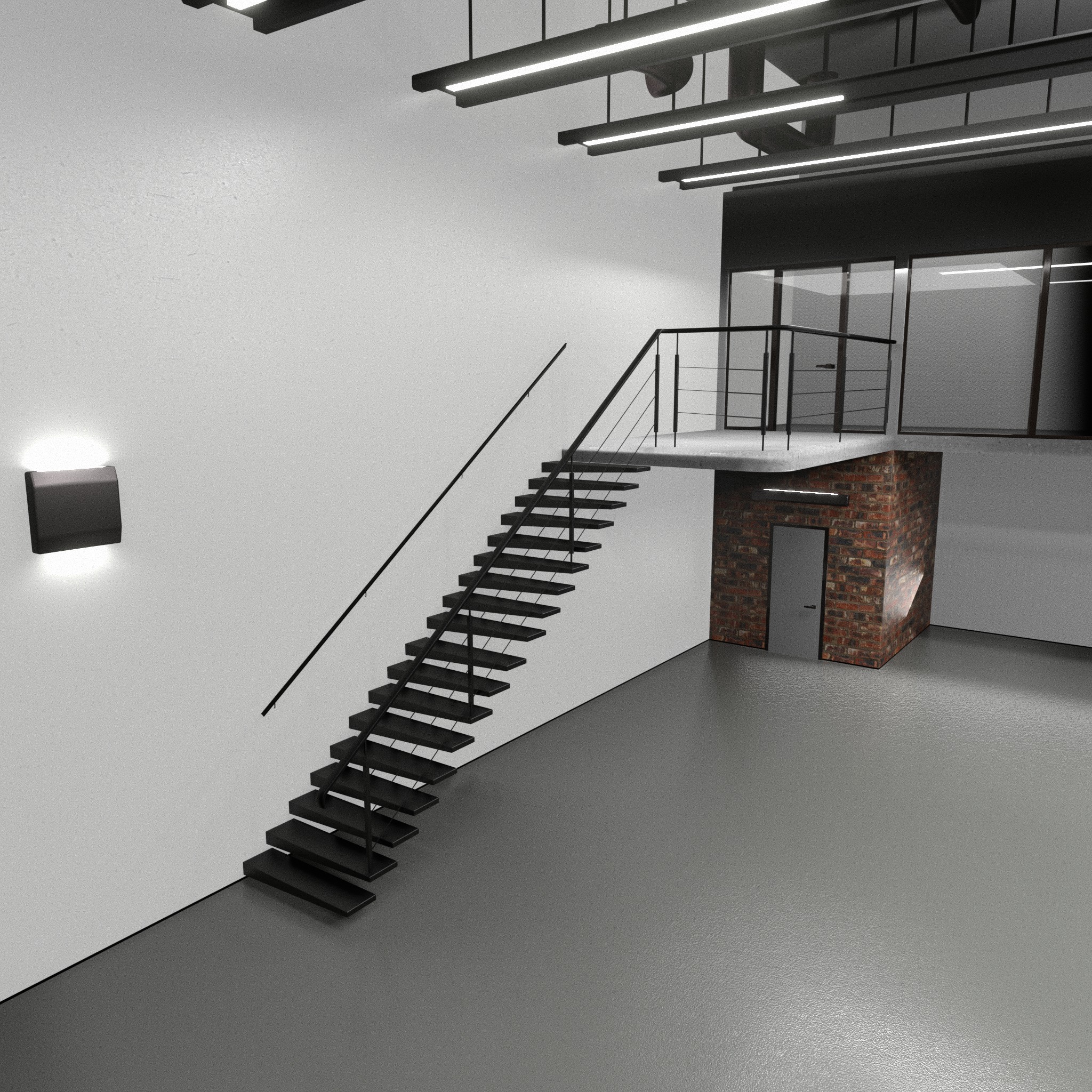 Warehouse car studio interior 3D model_16