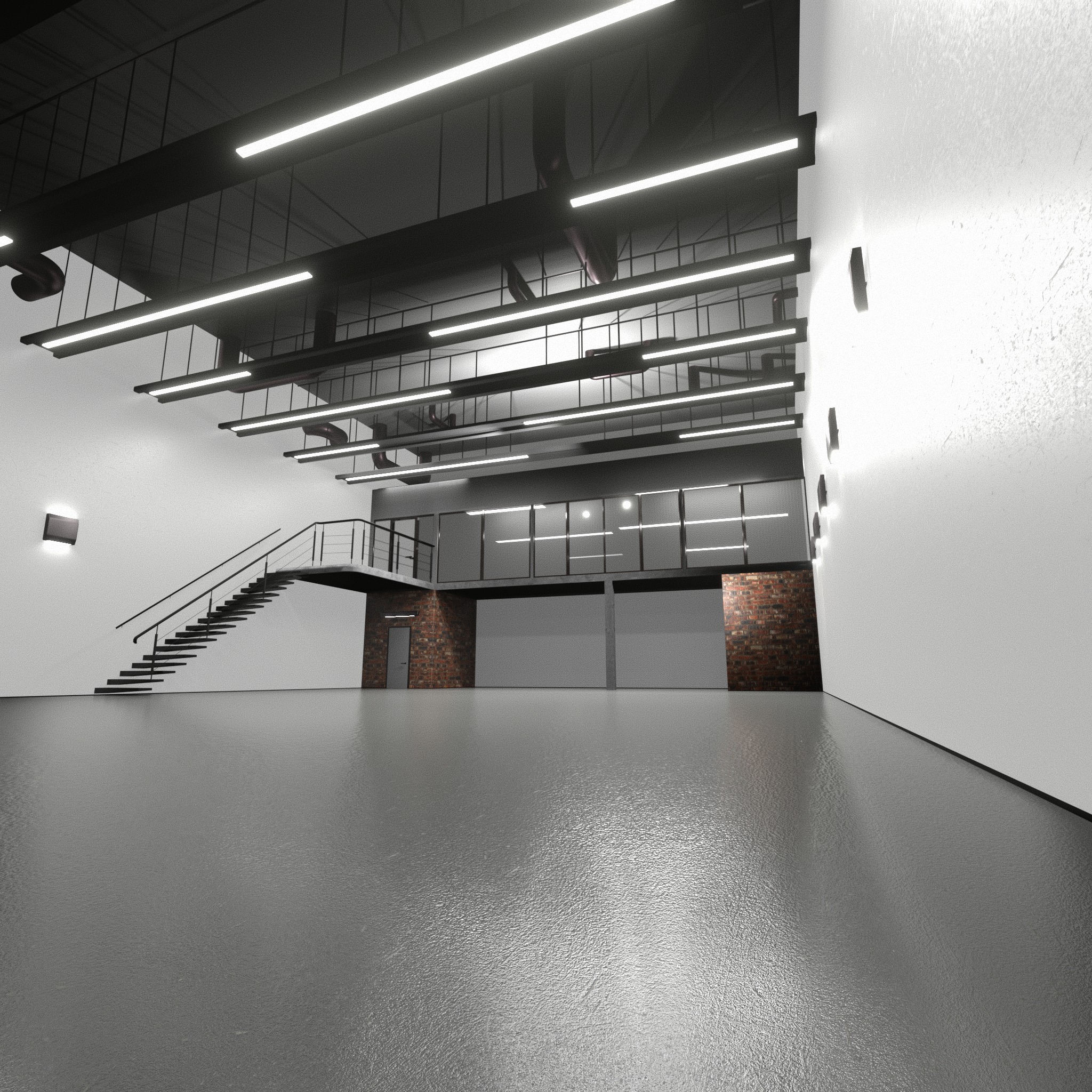 Warehouse car studio interior 3D model_2