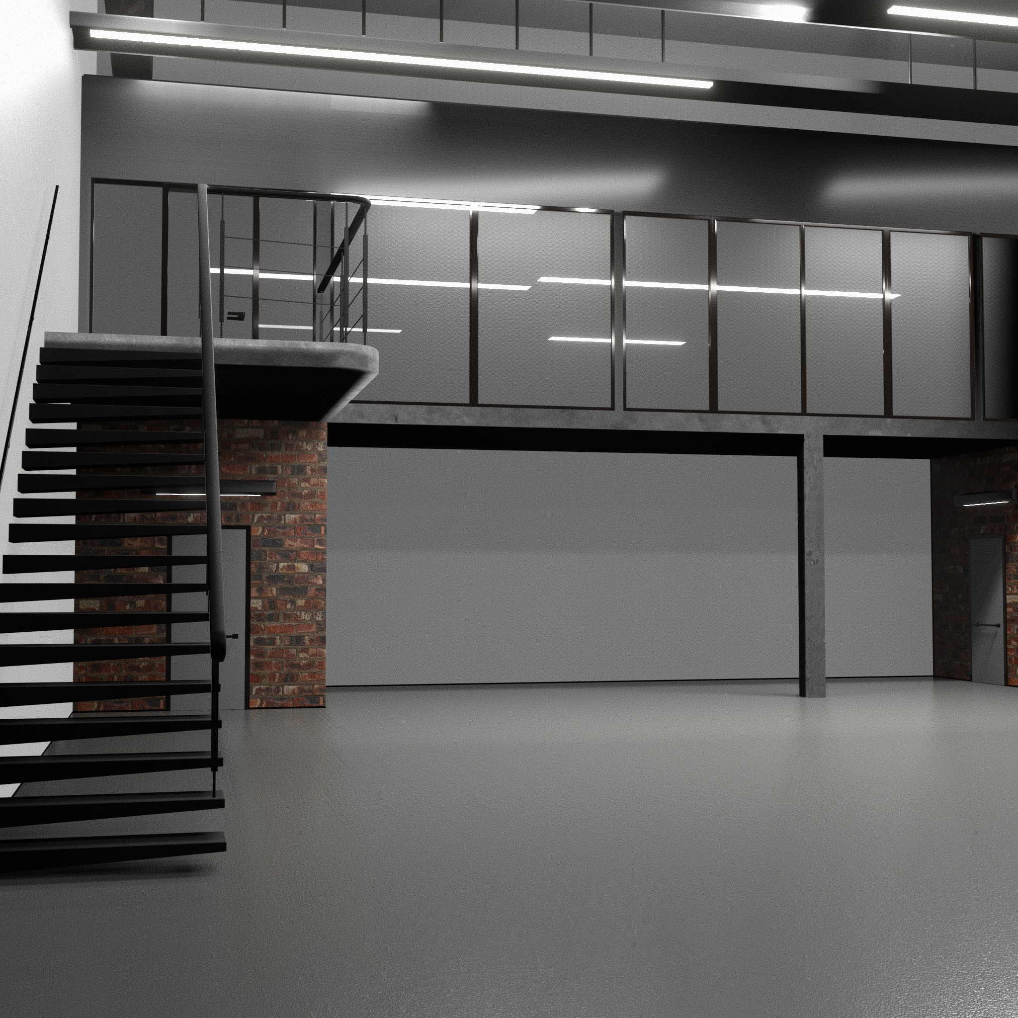 Warehouse car studio interior 3D model_7