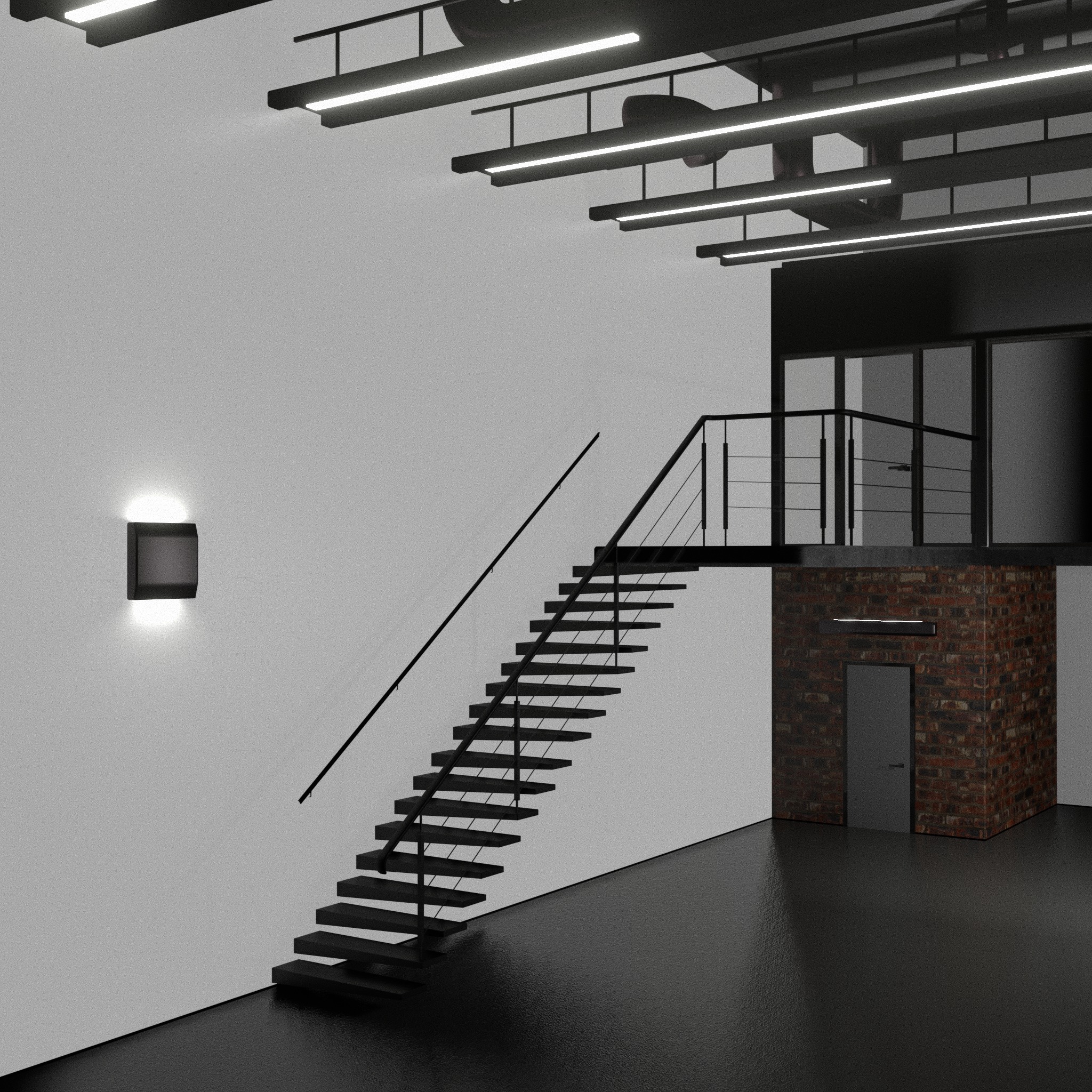 Warehouse car studio interior 3D model_9
